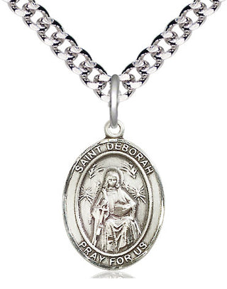 Pewter Saint Deborah Medal Religious Jewelry Engraved Catholic Saint Jewelry