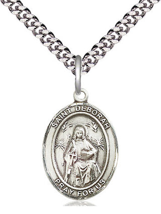 Pewter Saint Deborah Medal Religious Jewelry Engraved Catholic Saint Jewelry