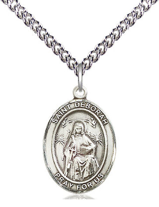 Sterling Silver Saint Deborah Medal Religious Jewelry Engraved Catholic Saint Jewelry