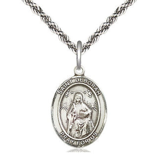 Sterling Silver Saint Deborah Medal Religious Jewelry Engraved Catholic Saint Jewelry