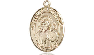 14kt Gold Filled Our Lady of Good Counsel Medal Engraved Catholic Saint Jewelry