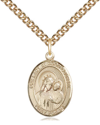 14kt Gold Filled Our Lady of Good Counsel Medal Religious Jewelry Engraved Catholic Saint Jewelry