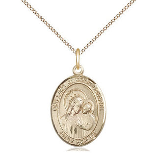 14kt Gold Our Lady of Good Counsel Medal Engraved Catholic Saint Jewelry