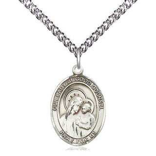 Sterling Silver Our Lady of Good Counsel Medal Religious Jewelry Engraved Catholic Saint Jewelry