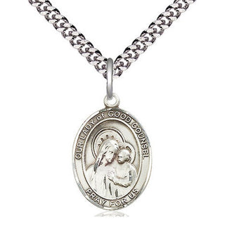 Sterling Silver Our Lady of Good Counsel Medal Religious Jewelry Engraved Catholic Saint Jewelry