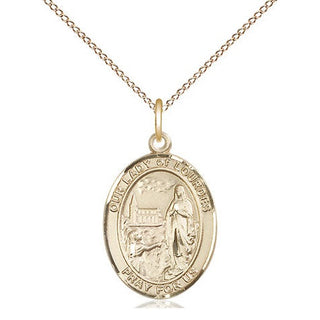 14kt Gold Filled Our Lady of Lourdes Medal Religious Jewelry Engraved Catholic Saint Jewelry