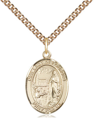 14kt Gold Filled Our Lady of Lourdes Medal Religious Jewelry Engraved Catholic Saint Jewelry