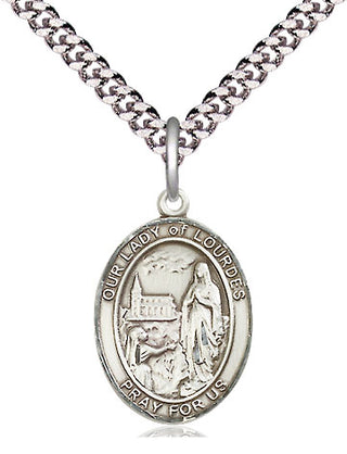 Pewter Our Lady of Lourdes Medal Religious Jewelry Engraved Catholic Saint Jewelry