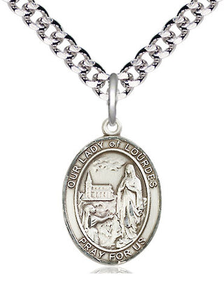Pewter Our Lady of Lourdes Medal Religious Jewelry Engraved Catholic Saint Jewelry