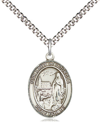 Pewter Our Lady of Lourdes Medal Religious Jewelry Engraved Catholic Saint Jewelry