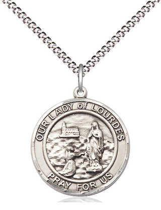 Sterling Silver Our Lady of Lourdes Medal Religious Jewelry Engraved Catholic Saint Jewelry
