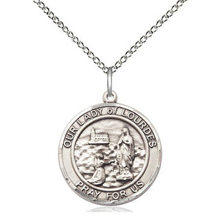 Sterling Silver Our Lady of Lourdes Medal Religious Jewelry Engraved Catholic Saint Jewelry