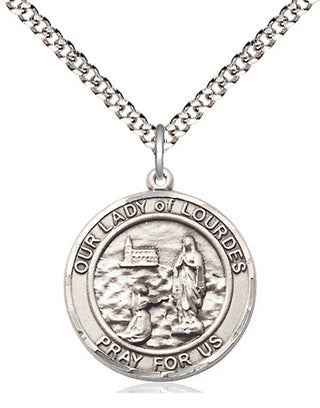 Sterling Silver Our Lady of Lourdes Medal Religious Jewelry Engraved Catholic Saint Jewelry