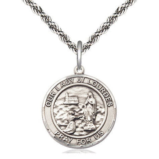 Sterling Silver Our Lady of Lourdes Medal Religious Jewelry Engraved Catholic Saint Jewelry