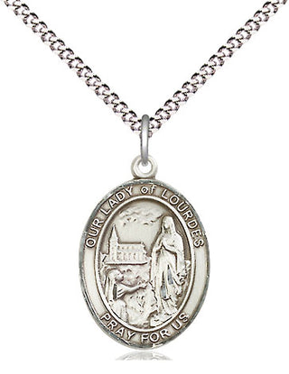 Sterling Silver Our Lady of Lourdes Medal Religious Jewelry Engraved Catholic Saint Jewelry