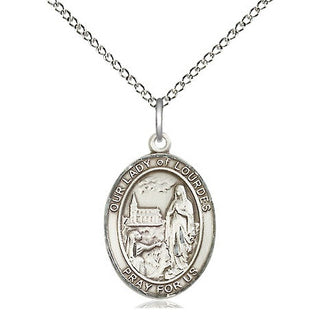 Sterling Silver Our Lady of Lourdes Medal Religious Jewelry Engraved Catholic Saint Jewelry
