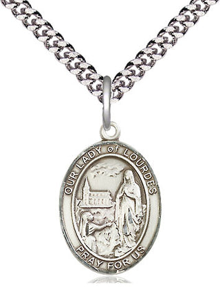 Sterling Silver Our Lady of Lourdes Medal Religious Jewelry Engraved Catholic Saint Jewelry