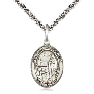 Sterling Silver Our Lady of Lourdes Medal Religious Jewelry Engraved Catholic Saint Jewelry