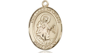 14kt Gold Filled Our Lady of Mercy Medal Engraved Catholic Saint Jewelry