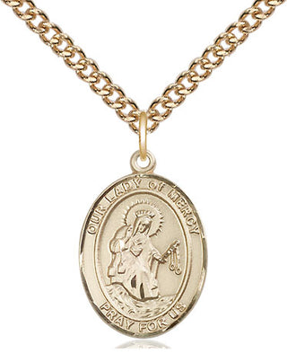 14kt Gold Filled Our Lady of Mercy Medal Religious Jewelry Engraved Catholic Saint Jewelry