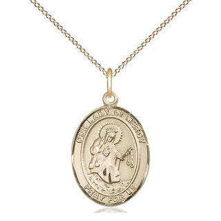 14kt Gold Our Lady of Mercy Medal Engraved Catholic Saint Jewelry