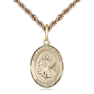 14kt Gold Our Lady of Mercy Medal Engraved Catholic Saint Jewelry