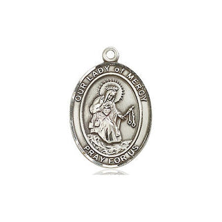 Pewter Our Lady of Mercy Medal Engraved Catholic Saint Jewelry