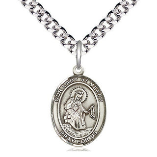 Pewter Our Lady of Mercy Medal Religious Jewelry Engraved Catholic Saint Jewelry