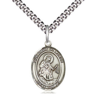 Pewter Our Lady of Mercy Medal Religious Jewelry Engraved Catholic Saint Jewelry