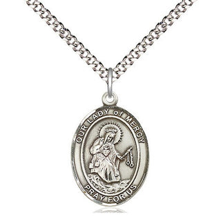 Sterling Silver Our Lady of Mercy Medal Religious Jewelry Engraved Catholic Saint Jewelry