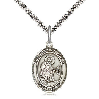 Sterling Silver Our Lady of Mercy Medal Religious Jewelry Engraved Catholic Saint Jewelry