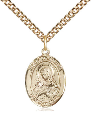 14kt Gold Filled Mater Dolorosa Medal Religious Jewelry Engraved Catholic Saint Jewelry