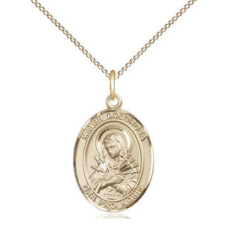 14kt Gold Mater Dolorosa Medal Engraved Catholic Saint Jewelry