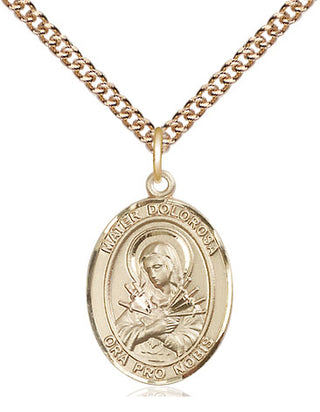 14kt Gold Mater Dolorosa Medal Engraved Catholic Saint Jewelry