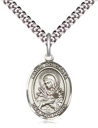 Pewter Mater Dolorosa Medal Religious Jewelry Engraved Catholic Saint Jewelry