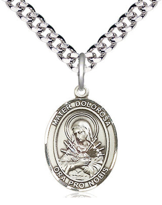 Pewter Mater Dolorosa Medal Religious Jewelry Engraved Catholic Saint Jewelry