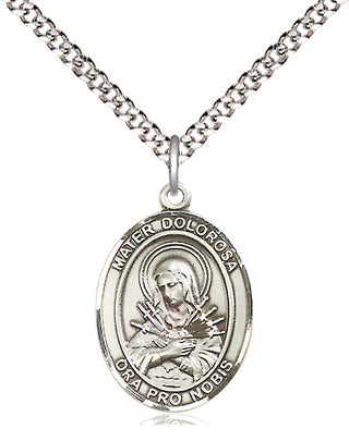 Pewter Mater Dolorosa Medal Religious Jewelry Engraved Catholic Saint Jewelry