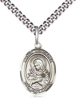 Pewter Mater Dolorosa Medal Religious Jewelry Engraved Catholic Saint Jewelry