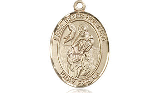 14kt Gold Filled Saint Peter Nolasco Medal Engraved Catholic Saint Jewelry