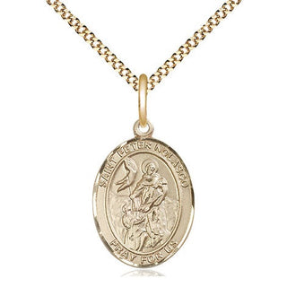 14kt Gold Filled Saint Peter Nolasco Medal Religious Jewelry Engraved Catholic Saint Jewelry