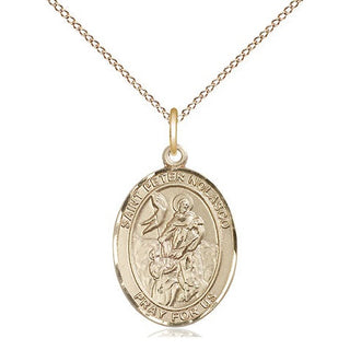 14kt Gold Filled Saint Peter Nolasco Medal Religious Jewelry Engraved Catholic Saint Jewelry