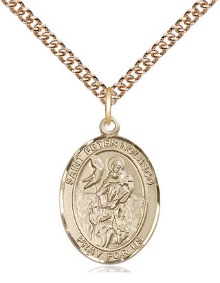 14kt Gold Filled Saint Peter Nolasco Medal Religious Jewelry Engraved Catholic Saint Jewelry