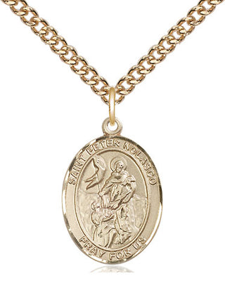14kt Gold Filled Saint Peter Nolasco Medal Religious Jewelry Engraved Catholic Saint Jewelry