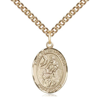 14kt Gold Saint Peter Nolasco Medal Engraved Catholic Saint Jewelry