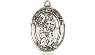 Pewter Saint Peter Nolasco Medal Engraved Catholic Saint Jewelry