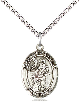 Pewter Saint Peter Nolasco Medal Religious Jewelry Engraved Catholic Saint Jewelry