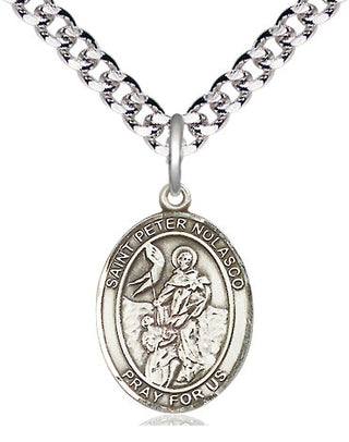 Pewter Saint Peter Nolasco Medal Religious Jewelry Engraved Catholic Saint Jewelry