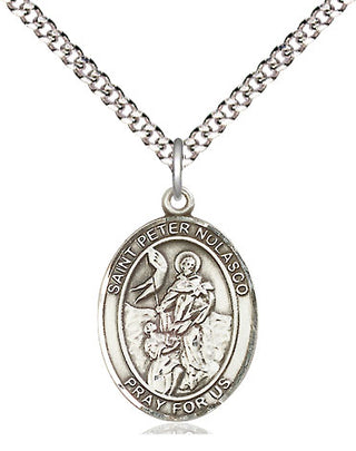 Pewter Saint Peter Nolasco Medal Religious Jewelry Engraved Catholic Saint Jewelry