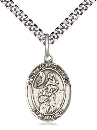 Pewter Saint Peter Nolasco Medal Religious Jewelry Engraved Catholic Saint Jewelry