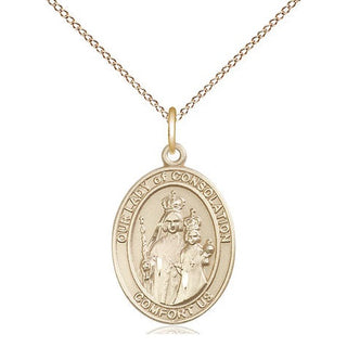 14kt Gold Our Lady of Consolation Medal Engraved Catholic Saint Jewelry